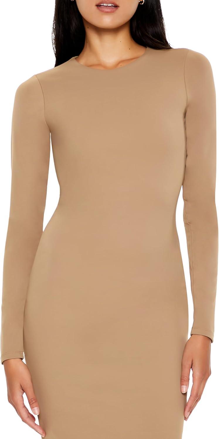 imageForever 21 Womens Contour Sculpt Midi DressBrown