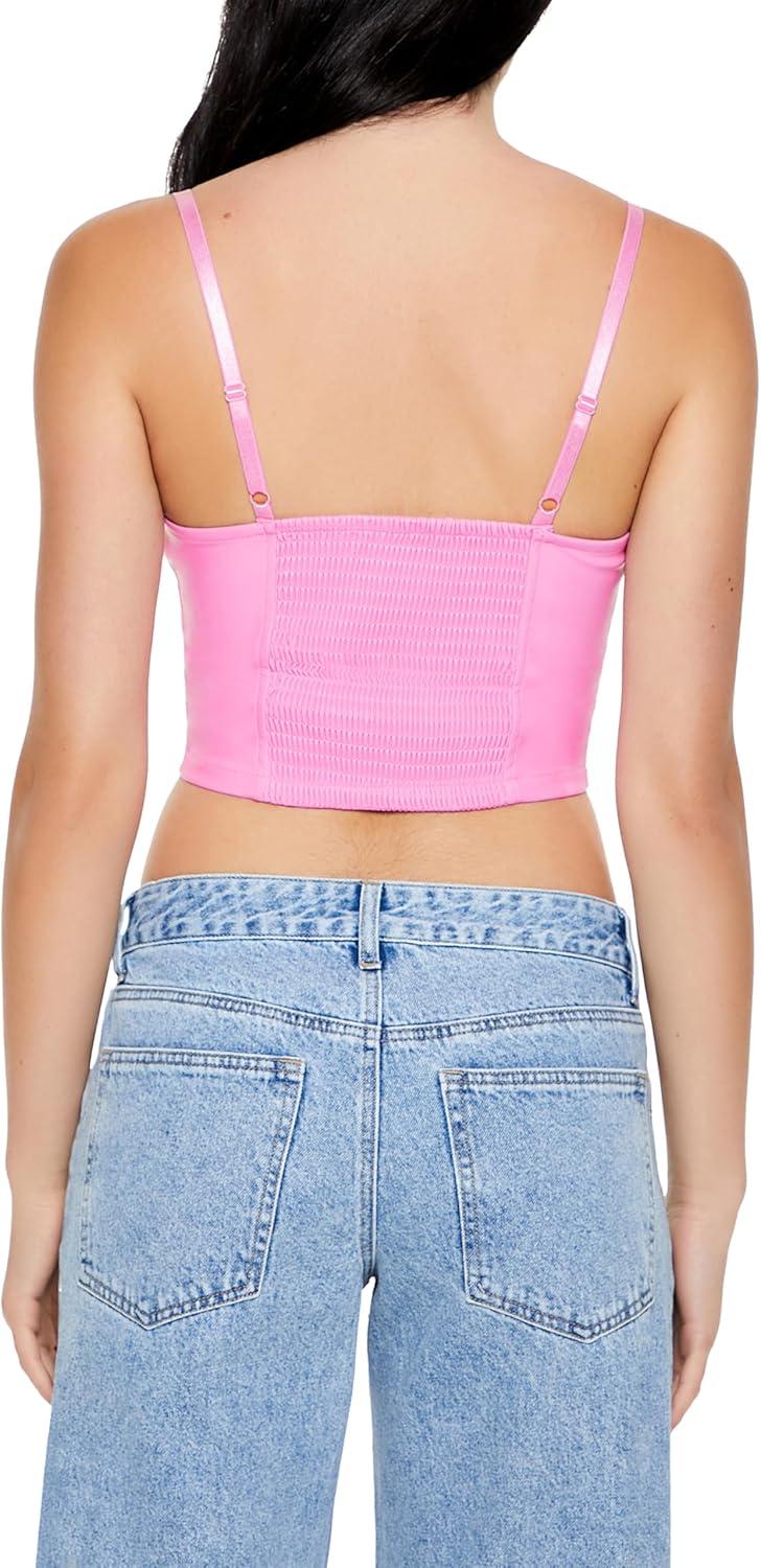 imageForever 21 Womens Faux Leather VHem Bustier CamiPink