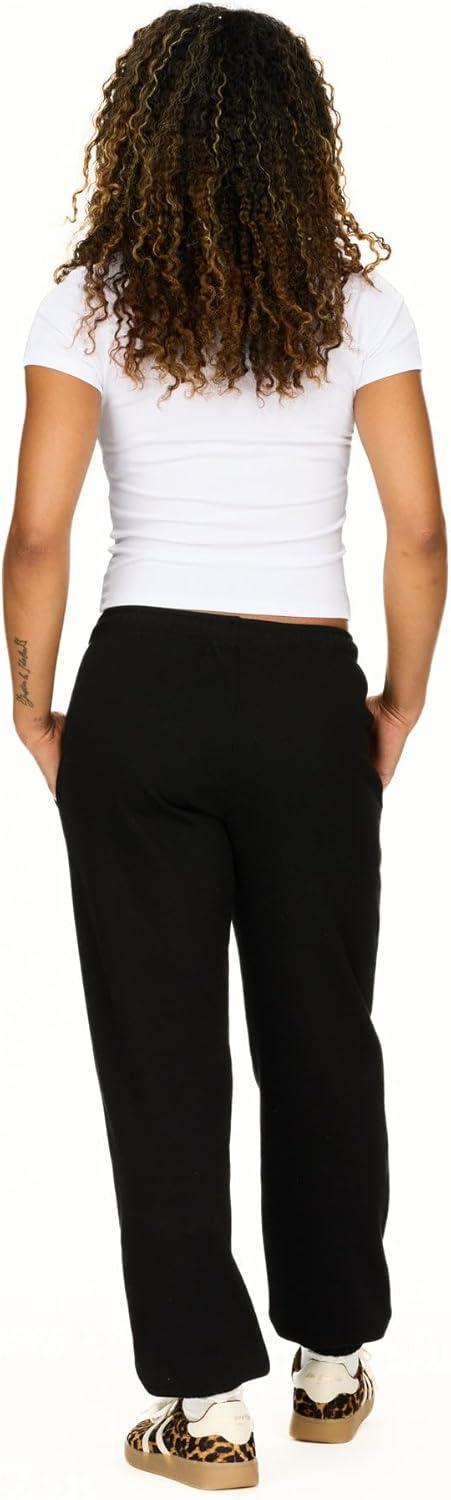 imageForever 21 Womens Fleece Joggers  PatchDetail Sweatpants with Elastic WaistbandBlack