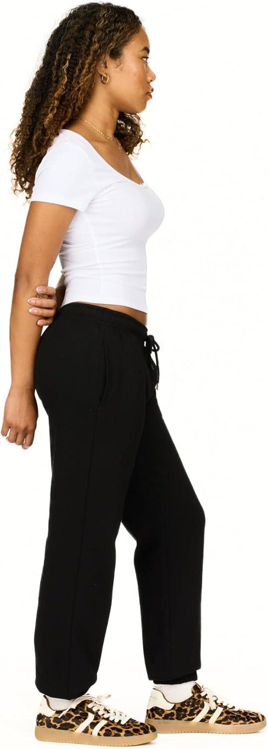 imageForever 21 Womens Fleece Joggers  PatchDetail Sweatpants with Elastic WaistbandBlack