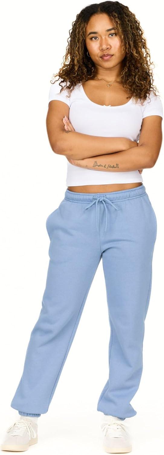 imageForever 21 Womens Fleece Joggers  PatchDetail Sweatpants with Elastic WaistbandBlue