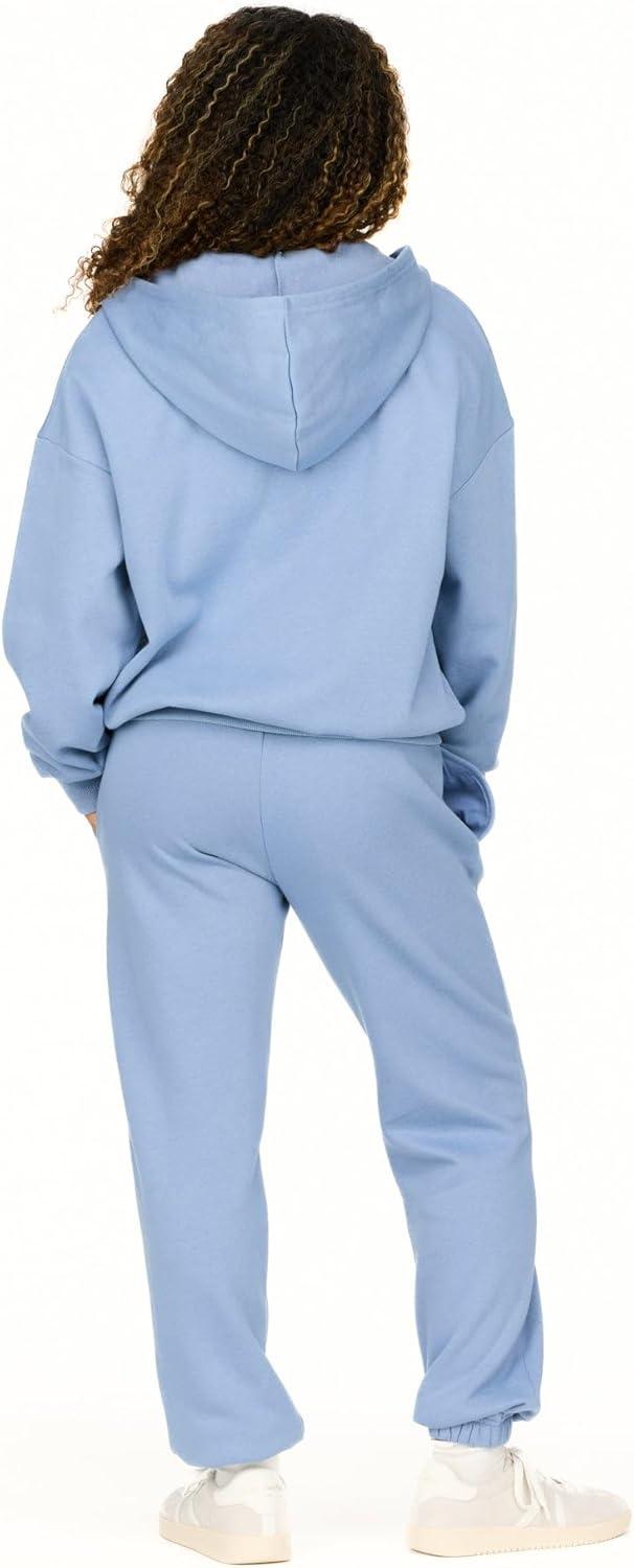 imageForever 21 Womens Fleece Joggers  PatchDetail Sweatpants with Elastic WaistbandBlue