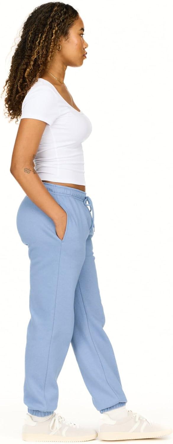 imageForever 21 Womens Fleece Joggers  PatchDetail Sweatpants with Elastic WaistbandBlue