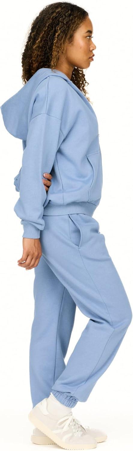 imageForever 21 Womens Fleece Joggers  PatchDetail Sweatpants with Elastic WaistbandBlue