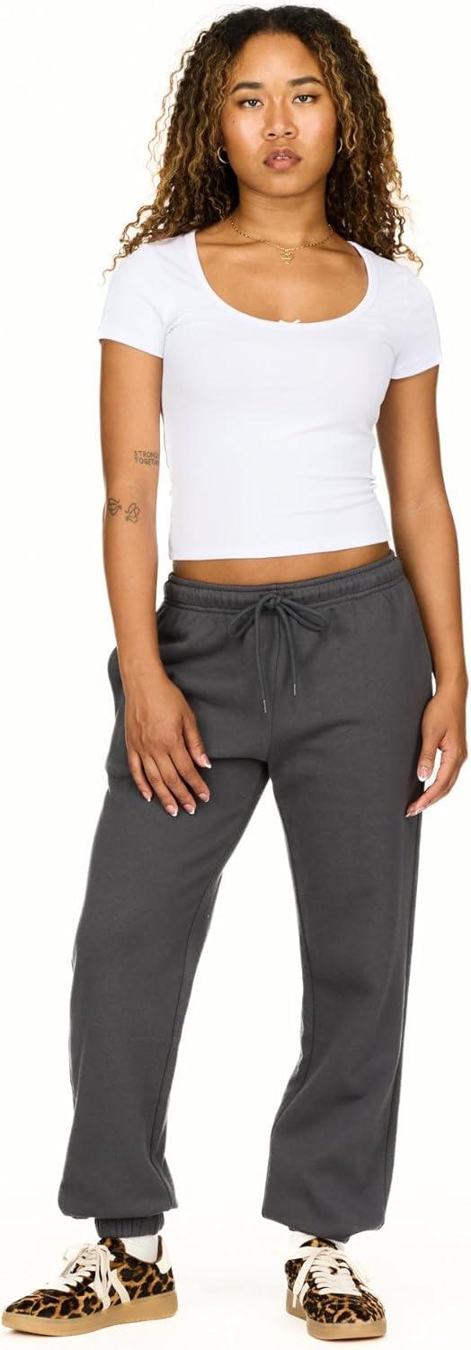 imageForever 21 Womens Fleece Joggers  PatchDetail Sweatpants with Elastic WaistbandGrey