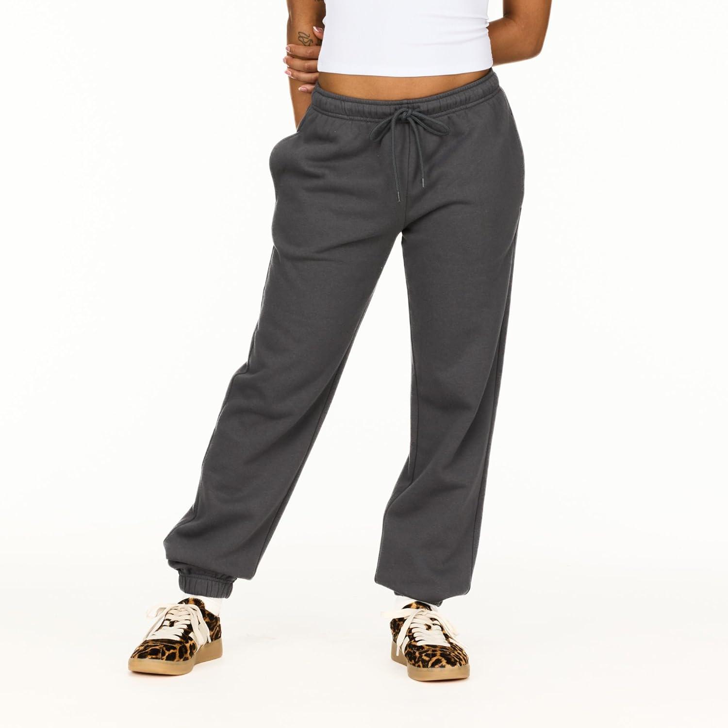 imageForever 21 Womens Fleece Joggers  PatchDetail Sweatpants with Elastic WaistbandGrey