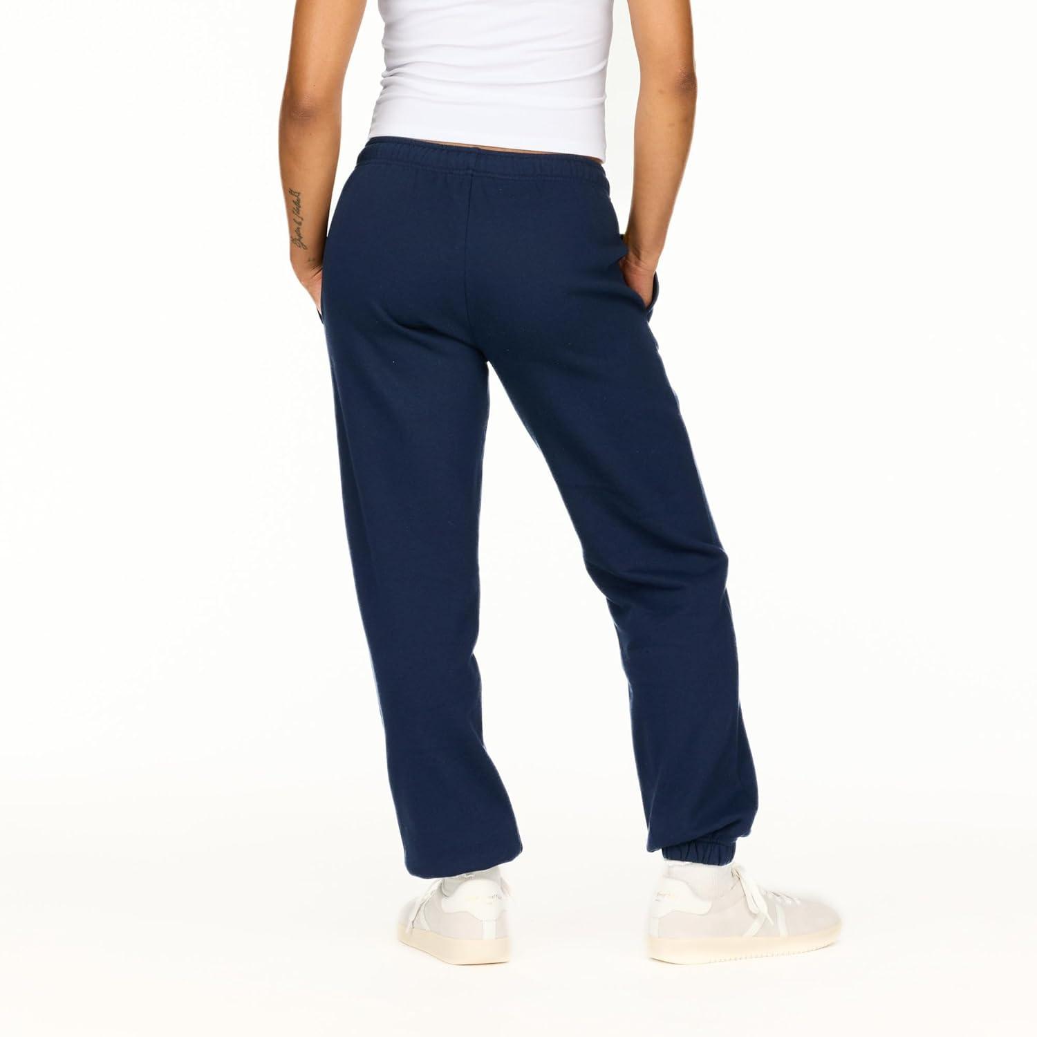 imageForever 21 Womens Fleece Joggers  PatchDetail Sweatpants with Elastic WaistbandNavy