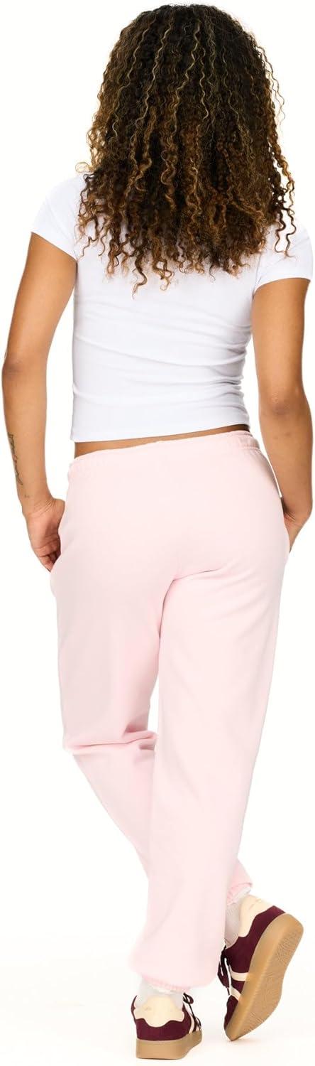 imageForever 21 Womens Fleece Joggers  PatchDetail Sweatpants with Elastic WaistbandPink