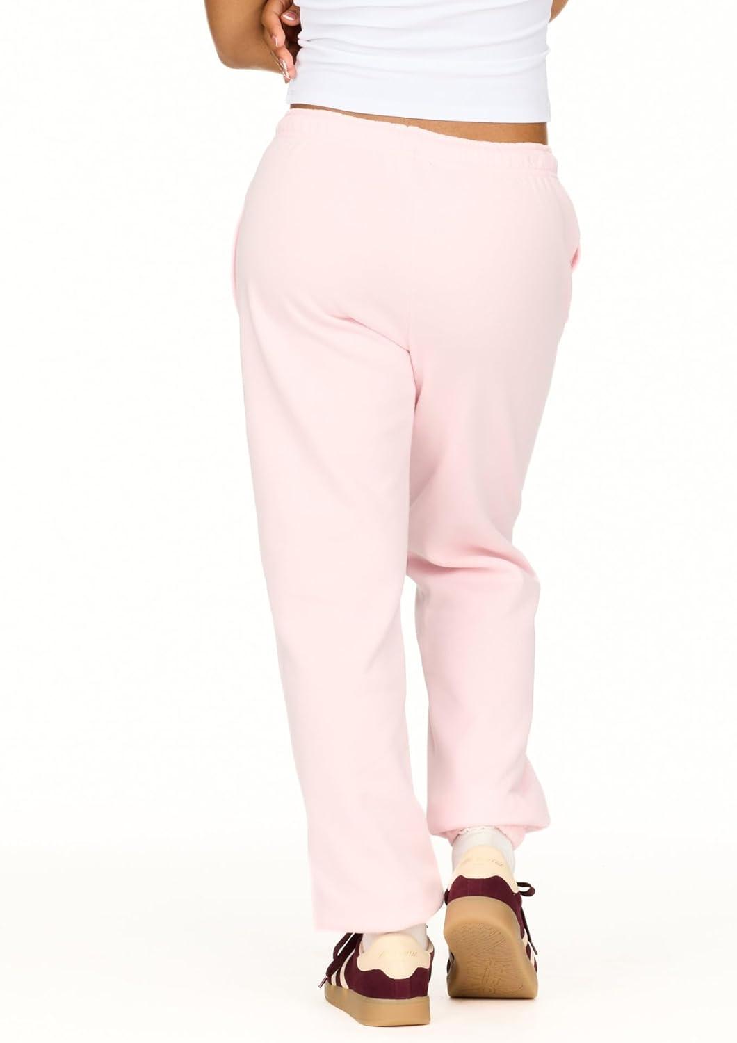 imageForever 21 Womens Fleece Joggers  PatchDetail Sweatpants with Elastic WaistbandPink