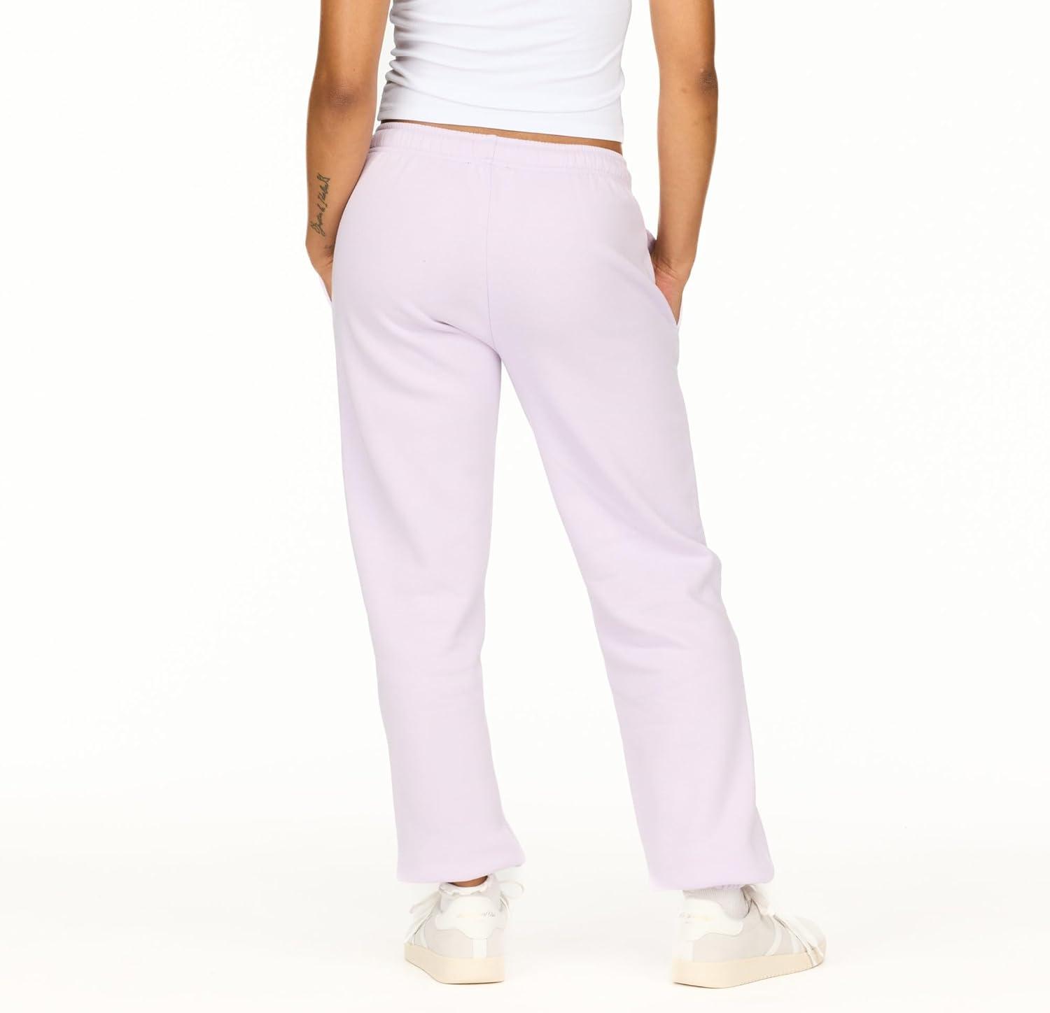 imageForever 21 Womens Fleece Joggers  PatchDetail Sweatpants with Elastic WaistbandPurple