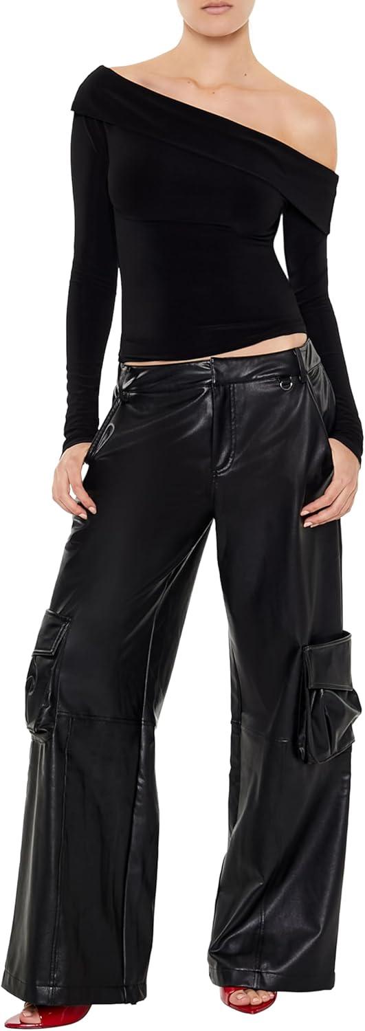 imageForever 21 Womens Foldover OffTheShoulder TopBlack