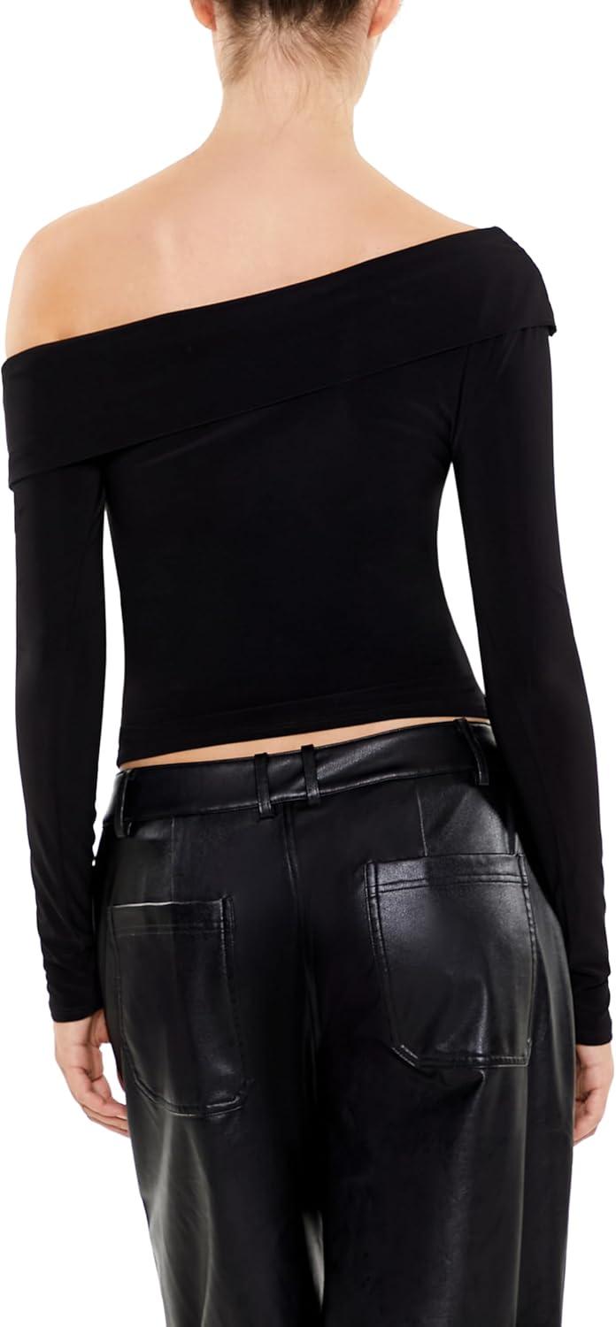 imageForever 21 Womens Foldover OffTheShoulder TopBlack