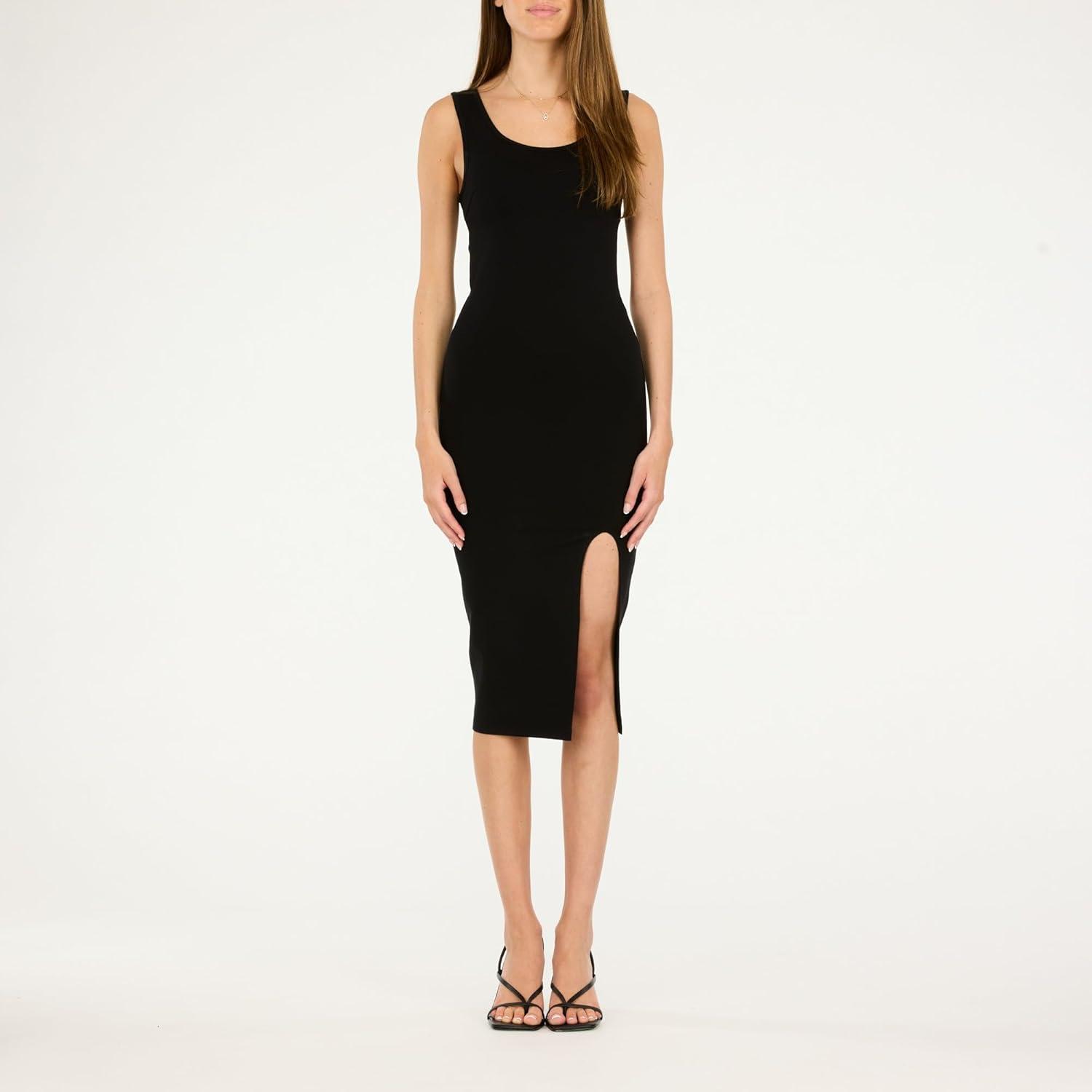 imageForever 21 Womens Midi Dress with Square NecklineBlack