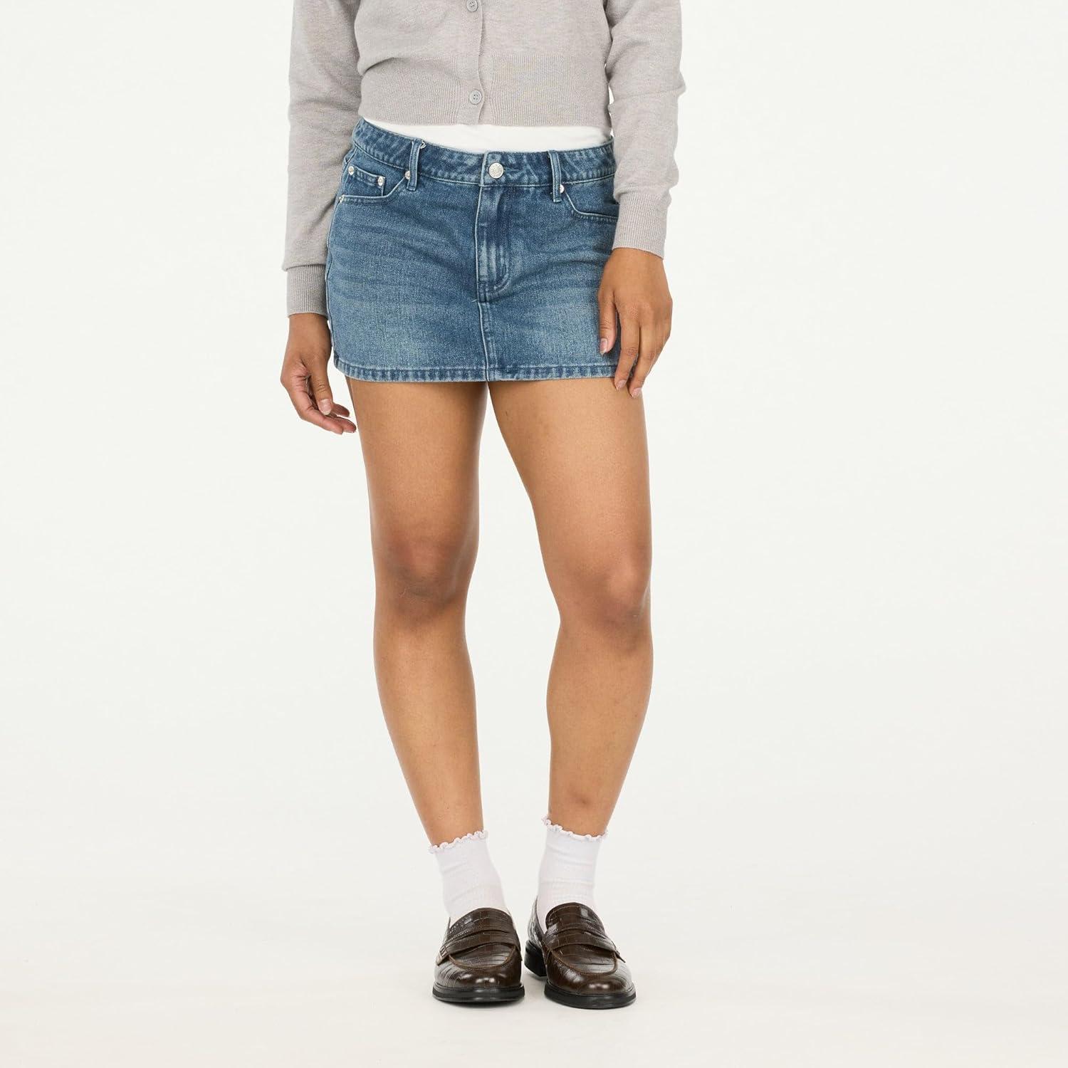 imageForever 21 Womens Mini Denim Skirt with Bow GraphicBlue