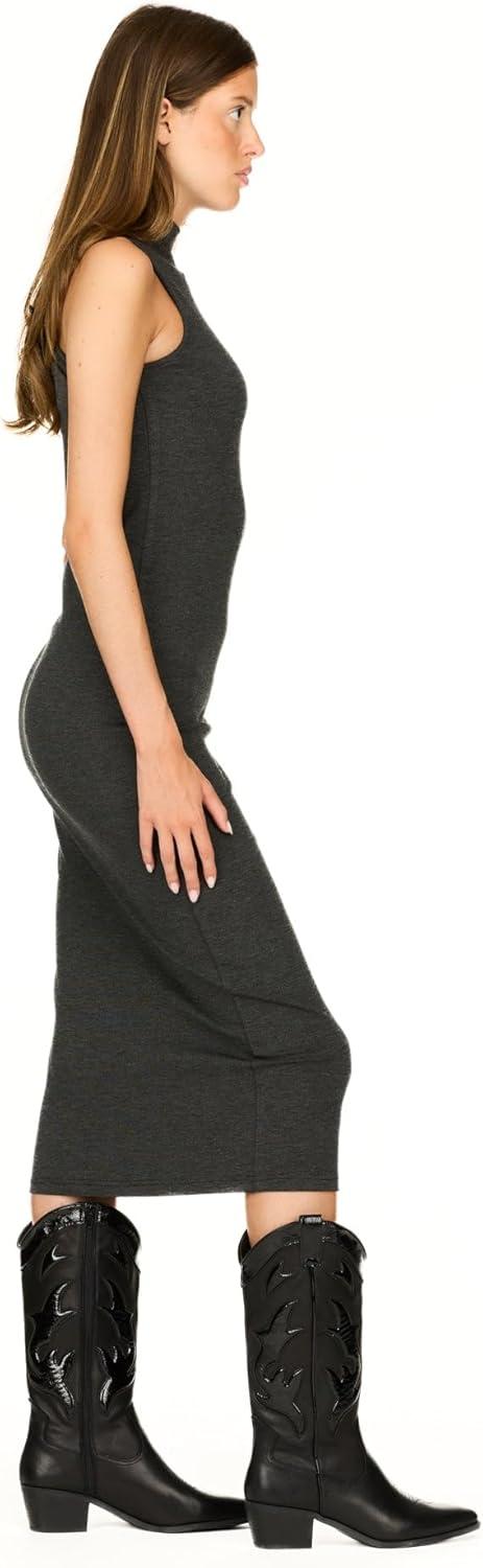 imageForever 21 Womens Sleeveless Midi DressMock Neck FormFitting StretchCharcoal
