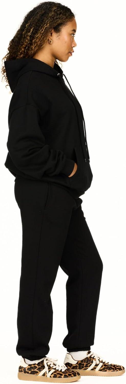 imageForever 21 womens Oversized Fleece Hoodie With Kangaroo PocketBlack