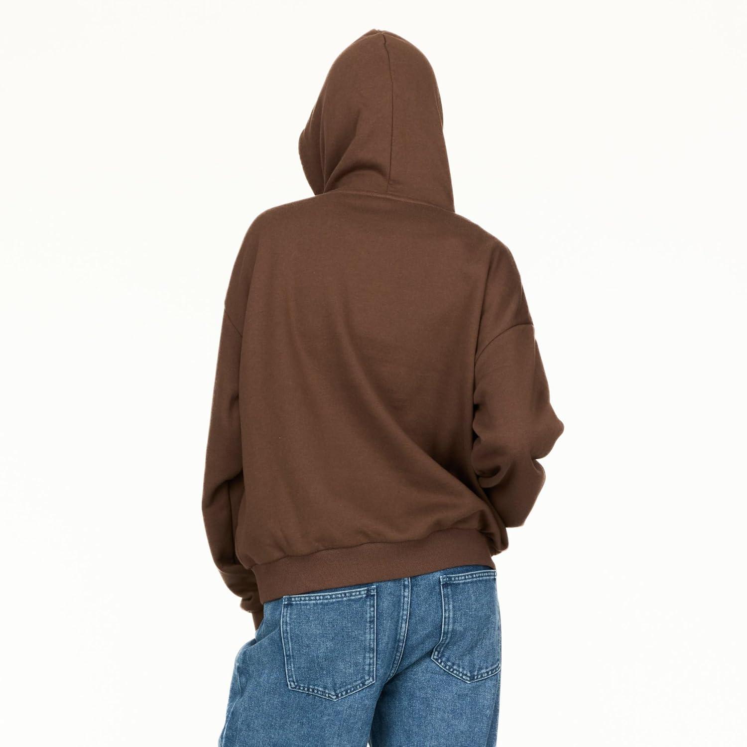 imageForever 21 womens Oversized Fleece Hoodie With Kangaroo PocketBrown