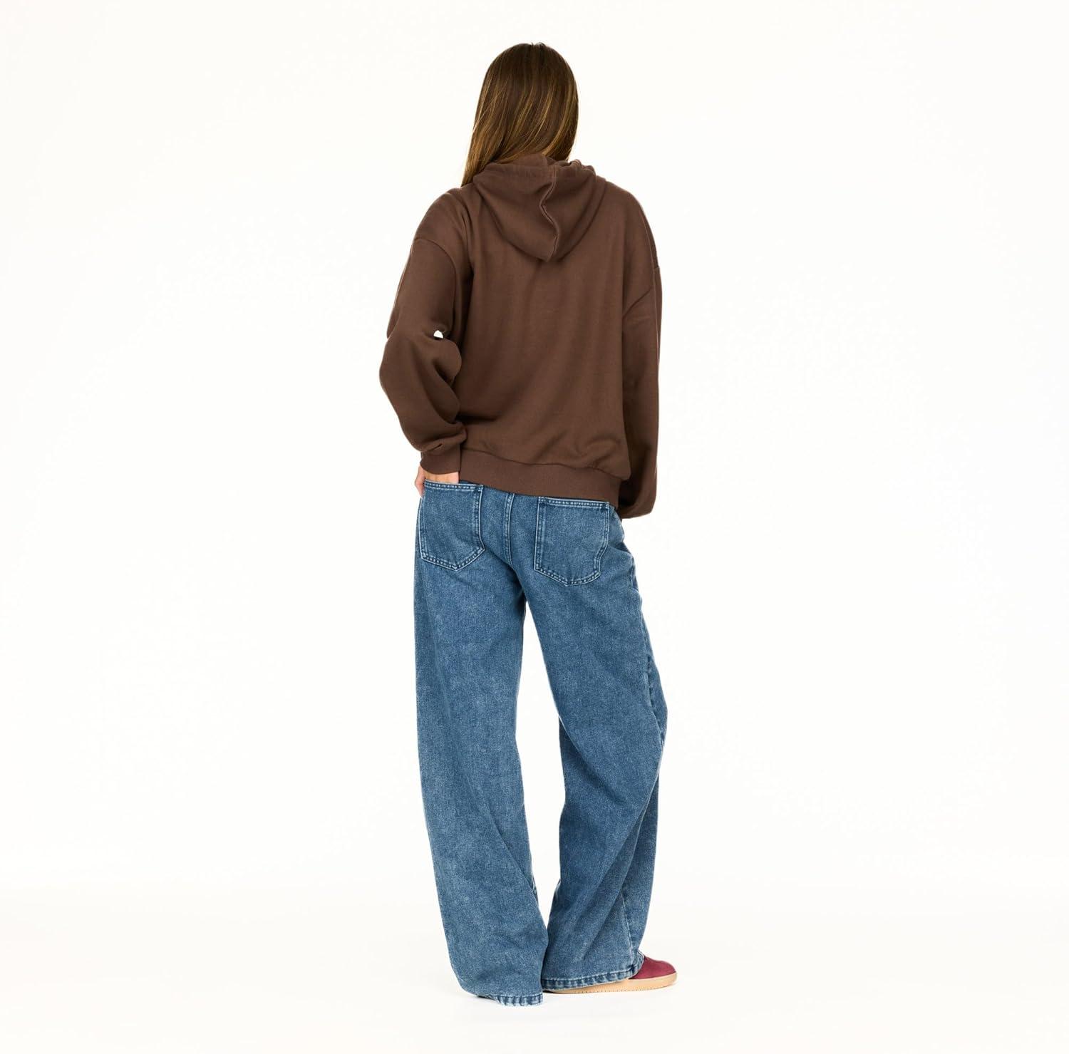 imageForever 21 womens Oversized Fleece Hoodie With Kangaroo PocketBrown