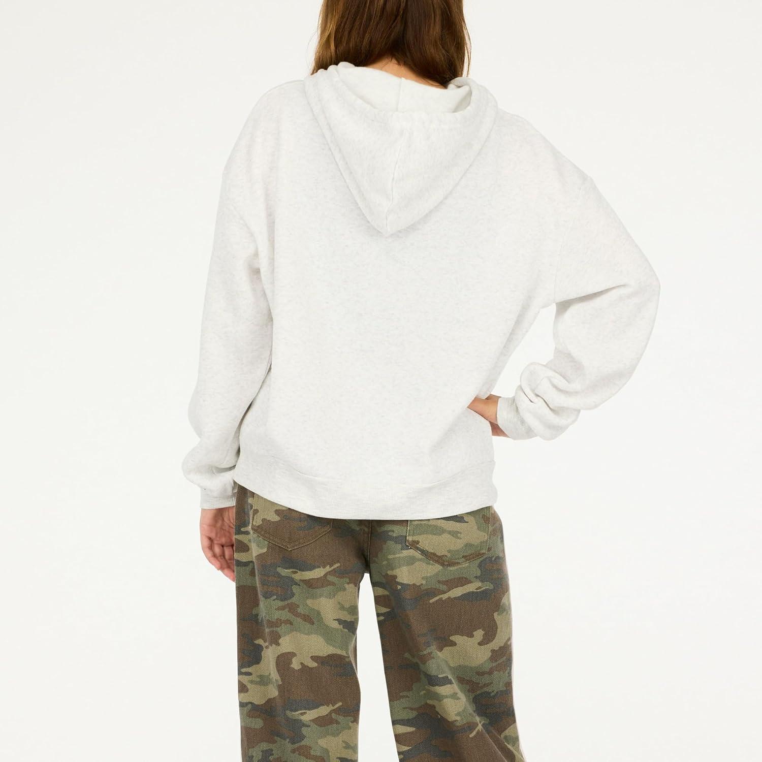 imageForever 21 womens Oversized Fleece Hoodie With Kangaroo PocketCloud Grey