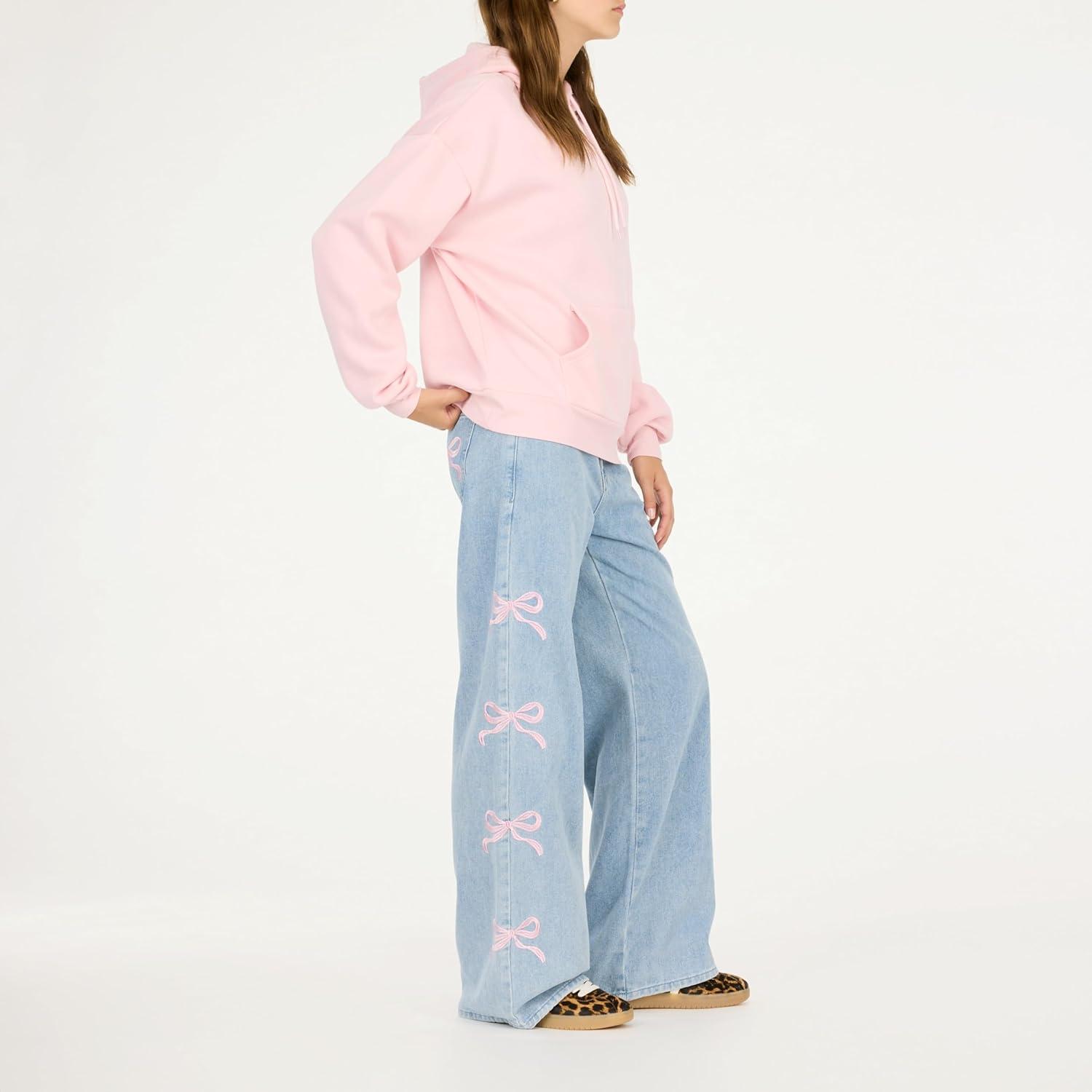 imageForever 21 womens Oversized Fleece Hoodie With Kangaroo PocketPink