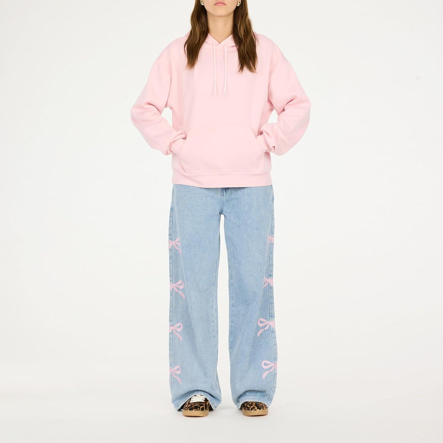 imageForever 21 womens Oversized Fleece Hoodie With Kangaroo PocketPink