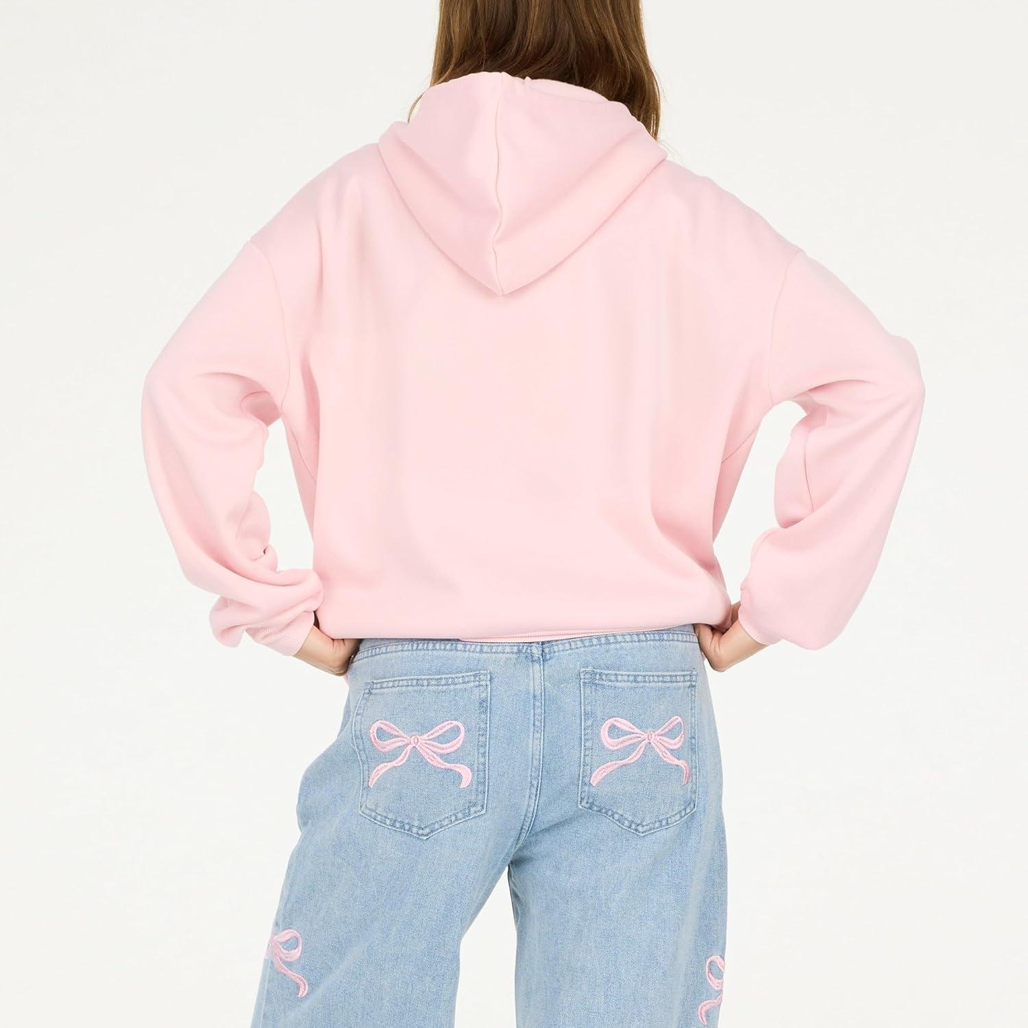 imageForever 21 womens Oversized Fleece Hoodie With Kangaroo PocketPink