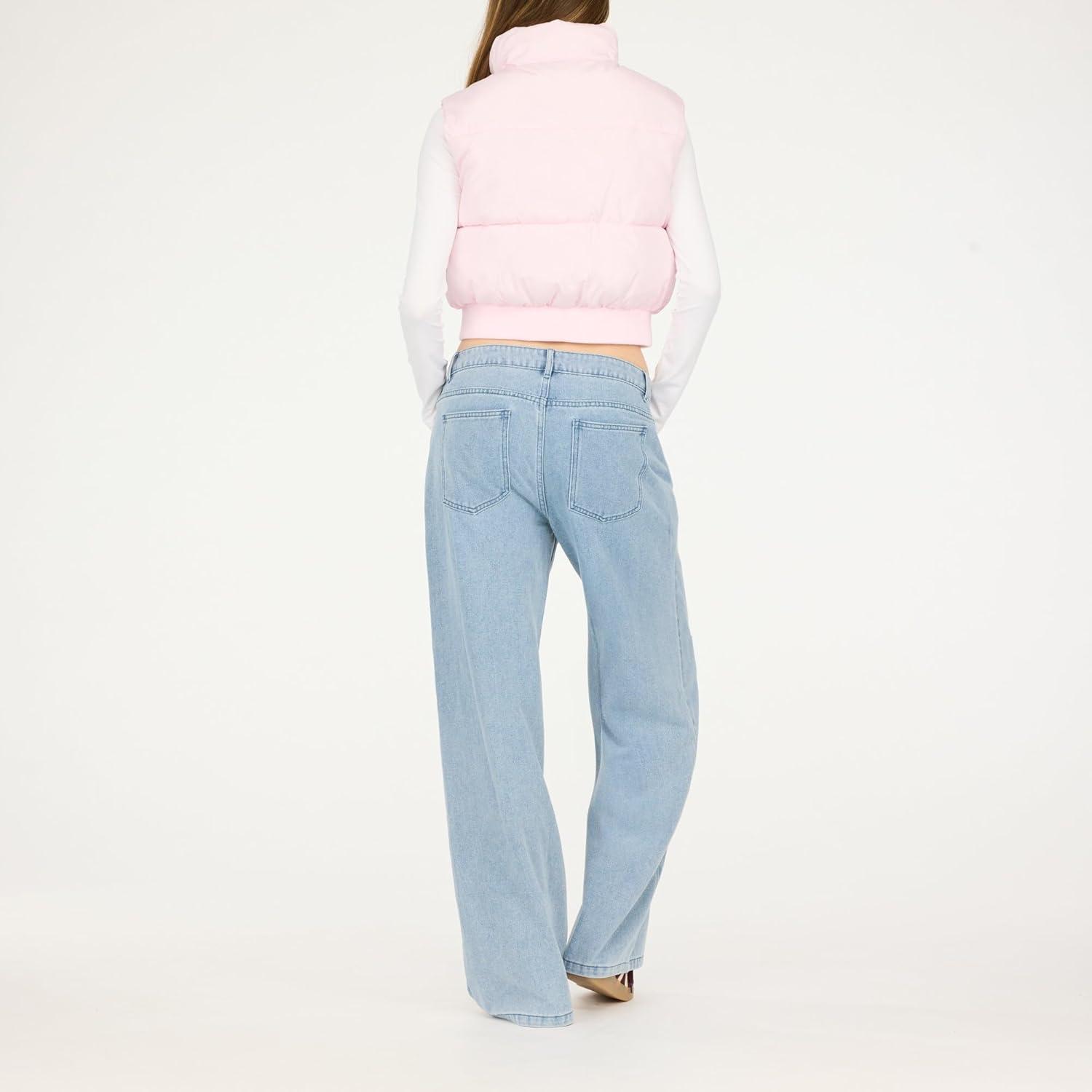 imageForever 21 womens Puffer Vest Cropped Quilted Zipup OuterwearPink