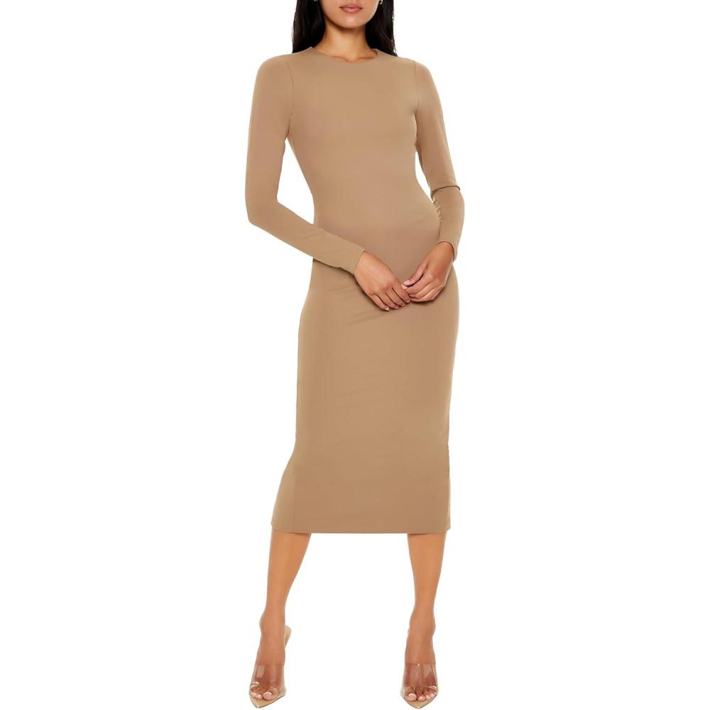 imageForever 21 Womens Contour Sculpt Midi DressBrown