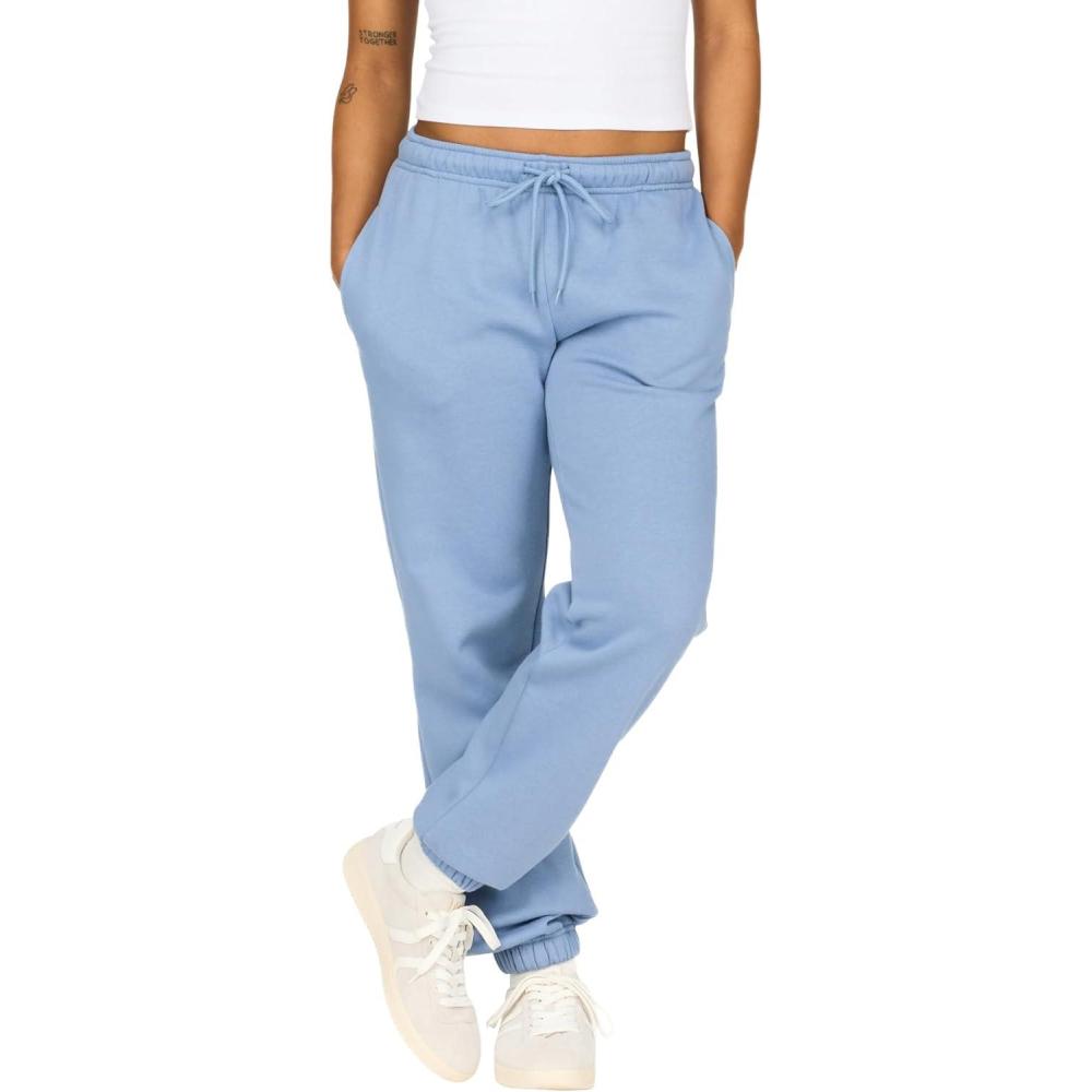 imageForever 21 Womens Fleece Joggers  PatchDetail Sweatpants with Elastic WaistbandBlue