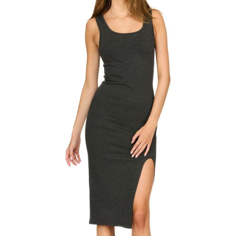 imageForever 21 Womens Midi Dress with Square NecklineCharcoal