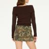 Forever 21 Womens High-Waisted Cargo Skirt with Straps(Camo)