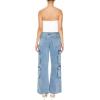 Forever 21 Women’s Low-Rise Wide-Leg Cargo Jeans(Medium Denim)