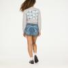 Forever 21 Womens Mini Denim Skirt with Bow Graphic(Blue)