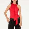 Forever 21 Womens Neck Tie Sleeveless Top(Red)