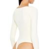 Forever 21 womens Contour Sculpt Long-sleeve Bodysuit(White)