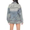 Forever 21 womens Mineral Wash Denim Trucker Jacket(Denim/Multi)