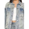 Forever 21 womens Mineral Wash Denim Trucker Jacket(Denim/Multi)