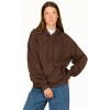 Forever 21 womens Oversized Fleece Hoodie With Kangaroo Pocket(Brown)