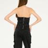 Forever 21 womens Strapless Cargo Denim Jumpsuit With Belt(Black)
