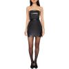 Forever 21 Womens Faux Leather Mini Tube Dress(Black)