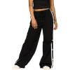 Forever 21 Womens Fleece Wide Leg Printed Pant with Bow Applique(Black)