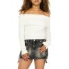 Forever 21 Womens Fold Over Off The Shoulder Sweater(Cream)