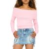 Forever 21 Womens Fold Over Off The Shoulder Sweater(Pink)