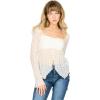 Forever 21 Womens Long Sleeve Lace Asymmetric Hem Flyaway Top(Ivory)