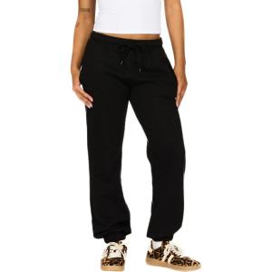 Forever 21 Women’s Fleece Joggers – Patch-Detail Sweatpants with Elastic Waistband(Black)