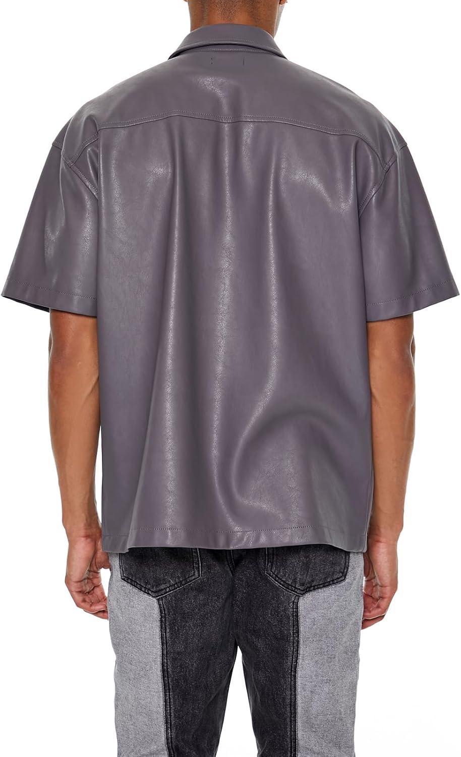imageForever 21 Mens Faux Leather Boxy ShirtGunmetal