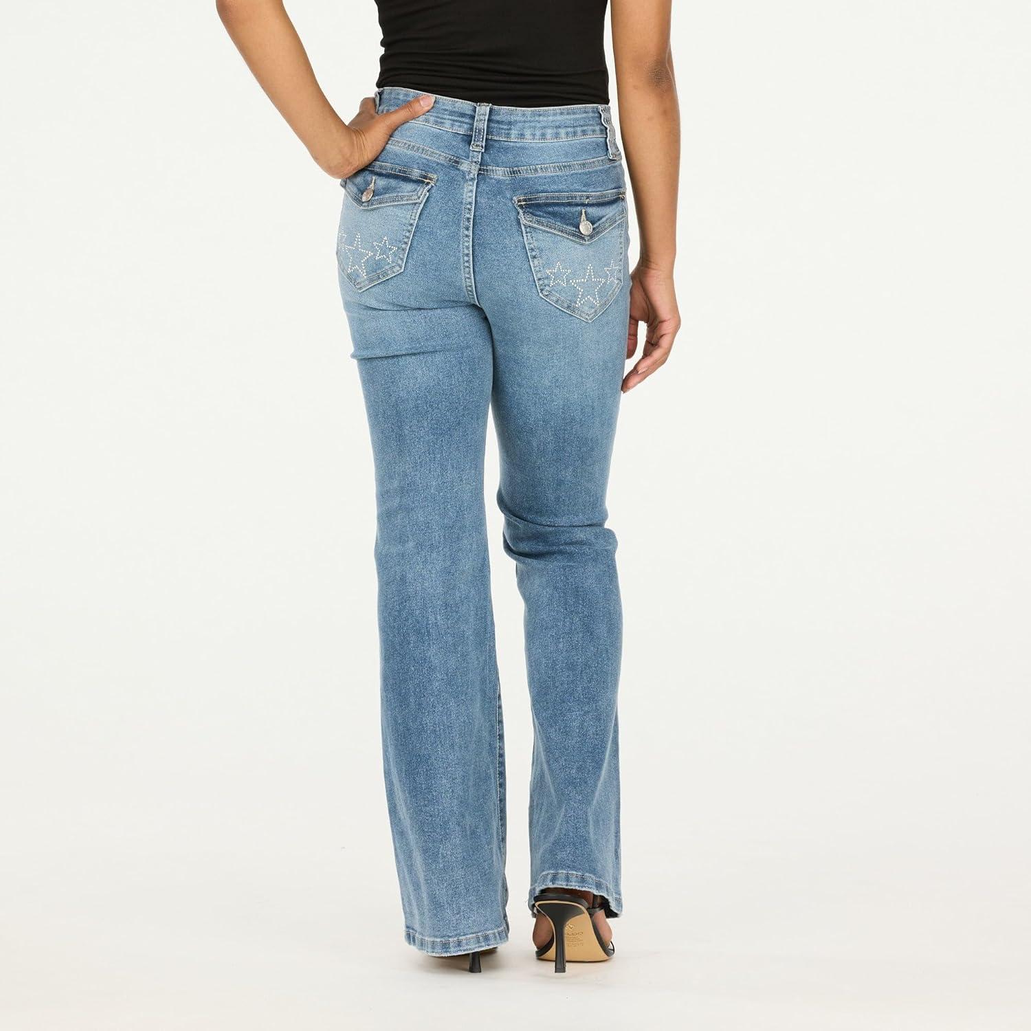 imageForever 21 Womens Flare Denim HighRise Slim Fit Stretch JeansRetro Y2k StyleBlue