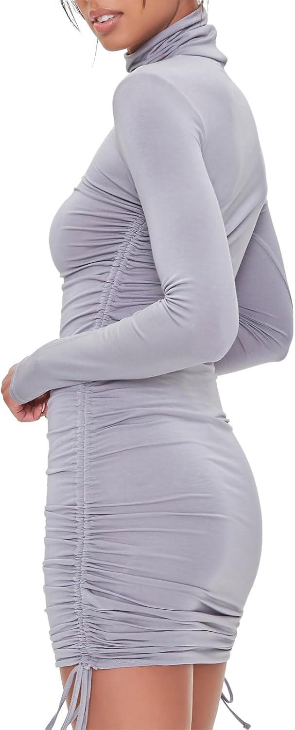 imageForever 21 Womens Ruched Drawstring Mini DressGrey