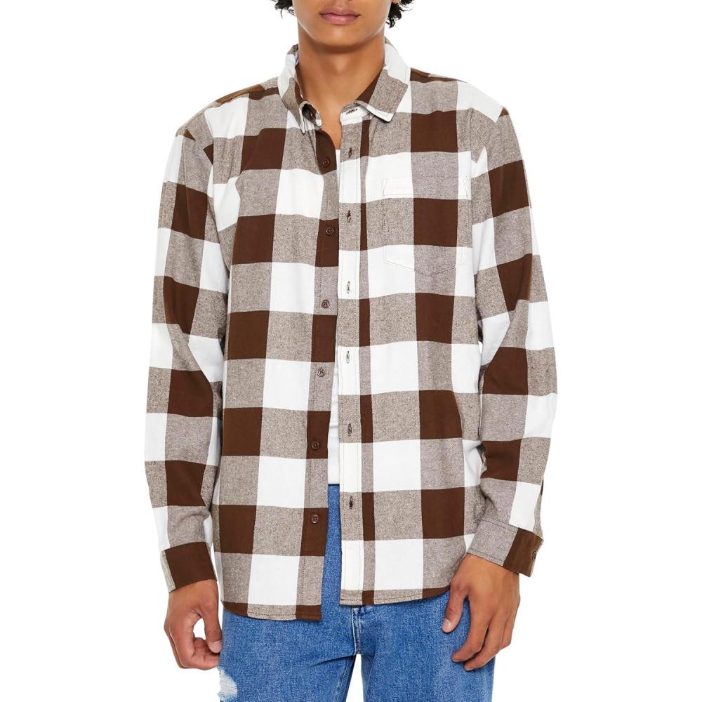 imageForever 21 Mens Plaid Flannel ShirtBrown