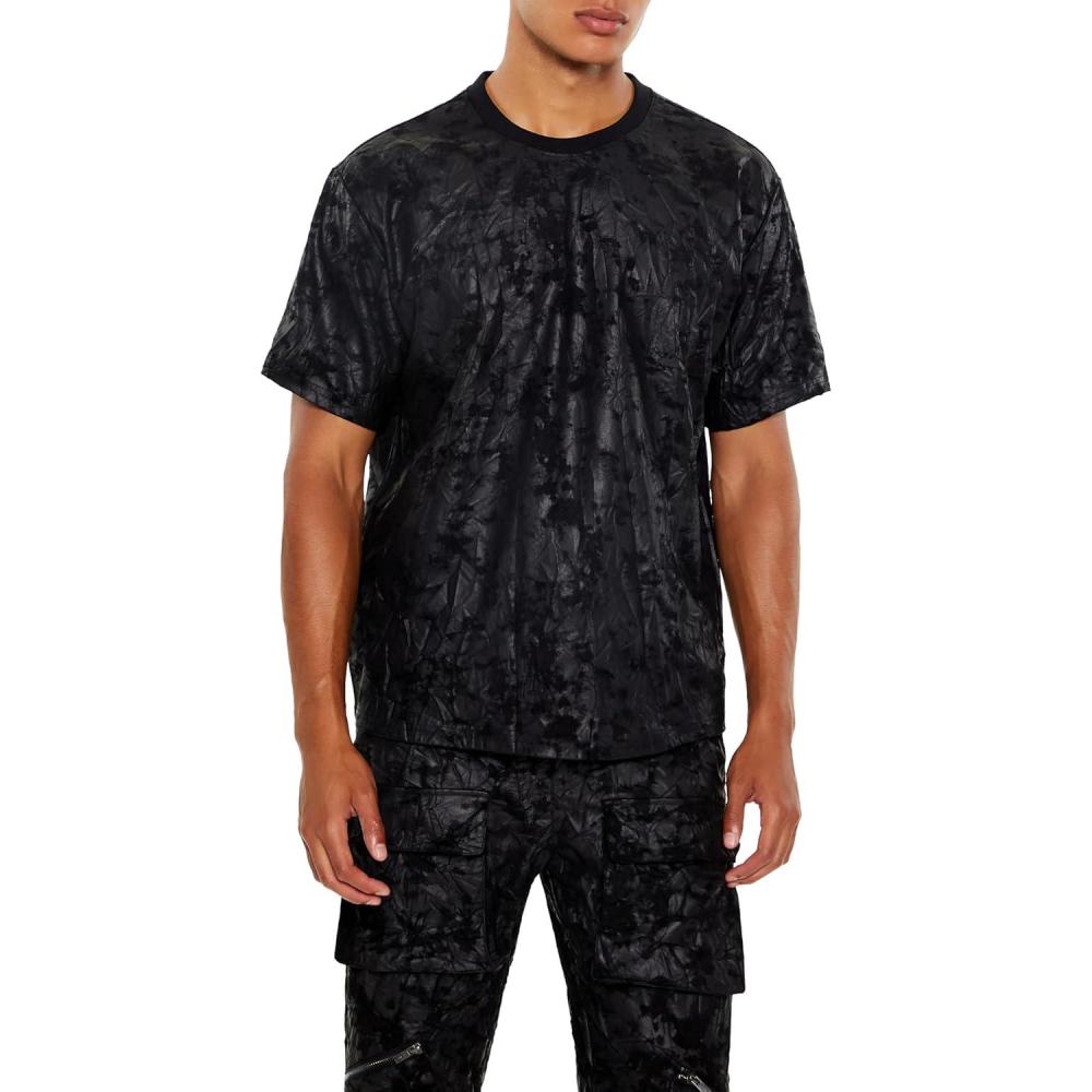 imageForever 21 Mens Textured Crew Neck TeeBlack